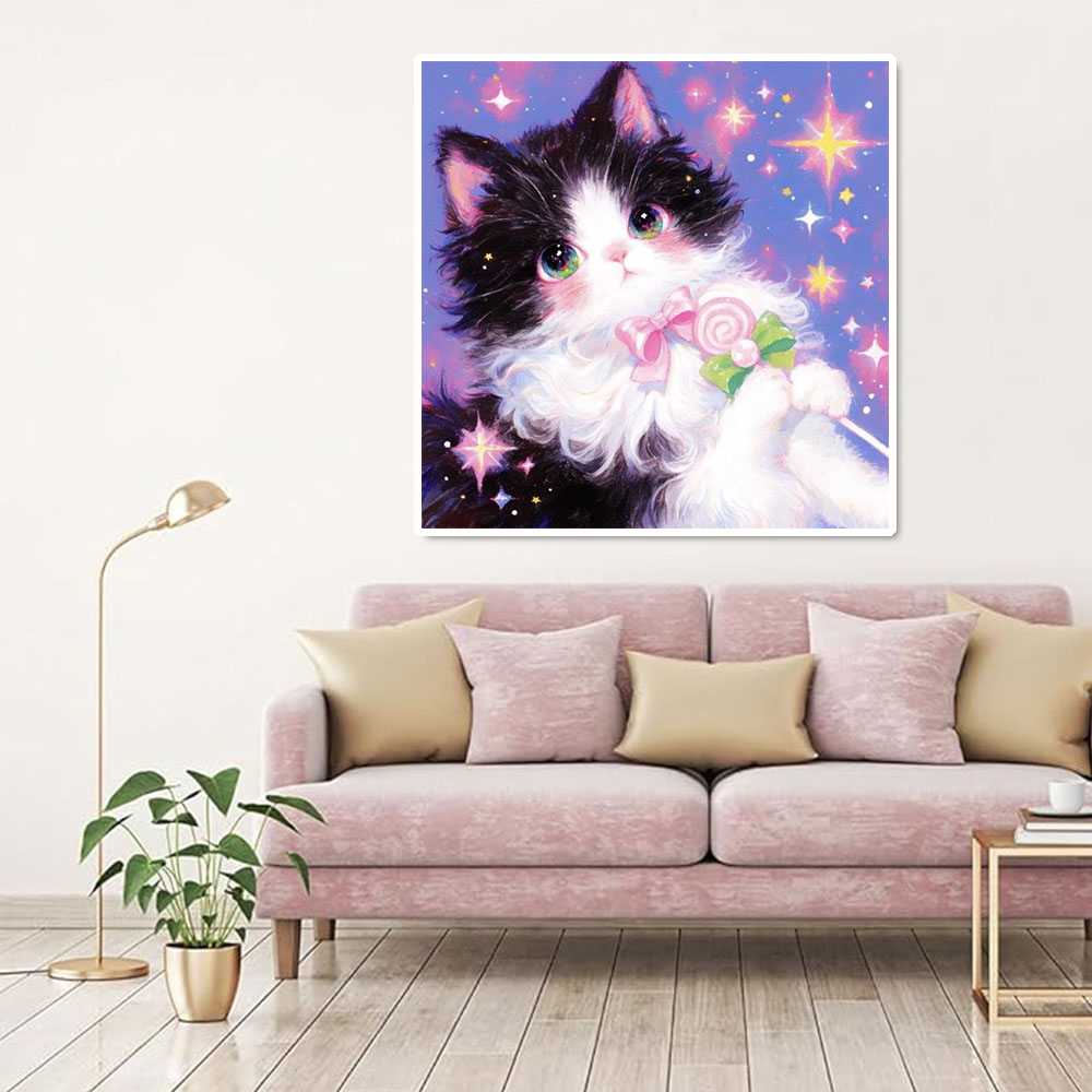 AB Diamond Painting Cute Cat F - Resin Art Wallpaper ulasan dan harga